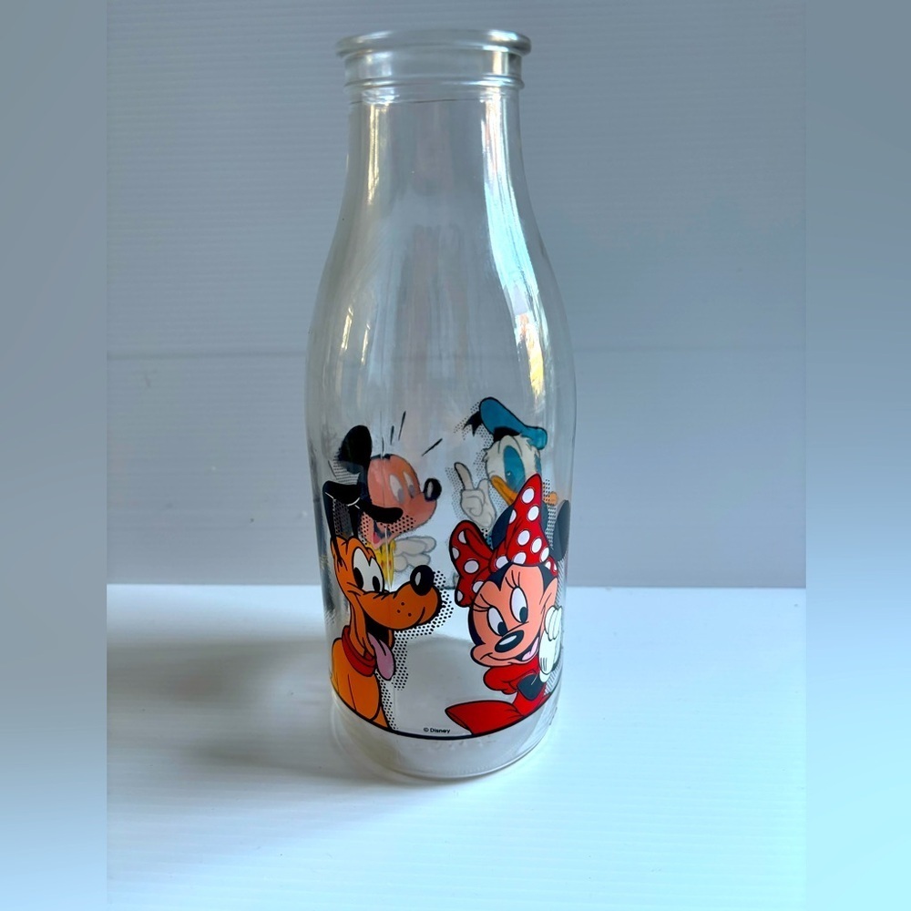 Vintage Disney Milk Glass Bottle Mickey Mouse France
